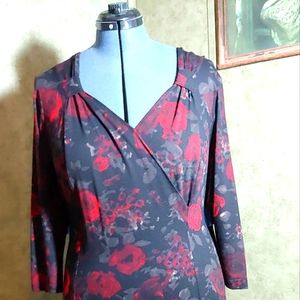 Talbot's Rose Print Dress, Sweetheart Neckline